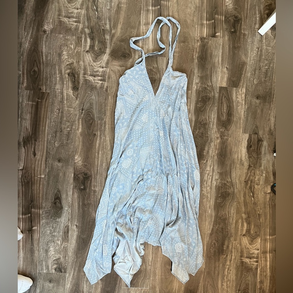 Baby blue Summer bandana print dress